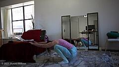 yoga lesson with girlfriend