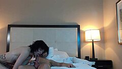 Small woman with tattoos enjoys riding big dick