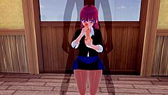 3D Hentai Character With Big Ass, Huge Tits, Glasses Receives Intense Handjob, Squirts In Orgasm, Cum Everywhere.