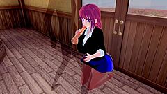 3D Hentai Character With Big Ass, Huge Tits, Glasses Receives Intense Handjob, Squirts In Orgasm, Cum Everywhere.