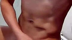 Gay guy lifts cum with his mouth in intense oral action