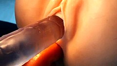 In this hentai anime, a fuck doll gets double penetration with toys, blowjob, close up insertions in both holes
