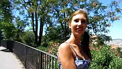 Watch this tiny babe ride producer's cock