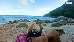 Feeling adventurous, I exposed my pussy on the beach and called a stranger for a thrilling first blowjob of the year