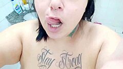 Mary Jhuana hides and masturbates with a big dildo on the bathroom floor!