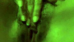 She's playing with her pussy through fingering and masturbation.