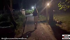 Beautiful Asian women at a full moon party in Vietnam have outdoor sex