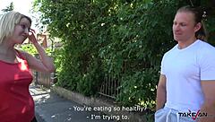 chubby blonde gets wild summer cock ride in taxi