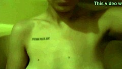 She's playing with her pussy through fingering and masturbation.