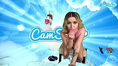 is that petite blonde teen cumming hard in vr masturbation? her wet pussy explodes with dildo