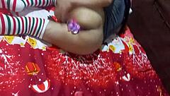 indian milf uses dildo on christmas day