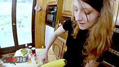 Melany Furie orgy in kitchen