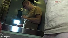 Redhead wife gets wild in elevator and outdoors