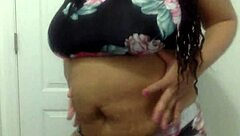 Big tit ebony milf shakes her ass wildly in the bathroom!