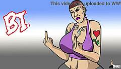 Pawg stripper rips clothes in anime trouble!