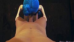 Jinx gives an uncensored blowjob in league of legends hentai