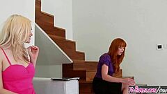 Two beauties engage in hot girl-on-girl action and more