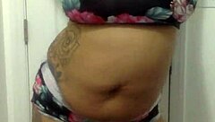 Big tit ebony milf shakes her ass wildly in the bathroom!