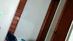 Dirty milf slut spits cum on her big tits in cuckold scene