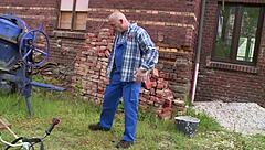 Chubby German Cleaning Lady Gets Hard Anal in Laundry Room HD