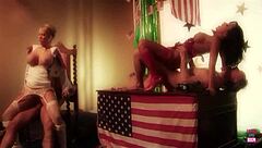 a couple of american girls share good time with two british guys