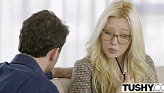Samantha Rone's first anal scene with a big cock and lots of gagging