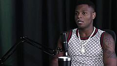 Will Mastro flashes in sheer red lingerie for exhibitionist group fun