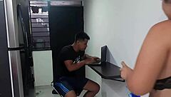 Hot homemade video of a couple having sex in the kitchen
