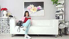 Brunette Czech girl gives handjob and blowjob after casting