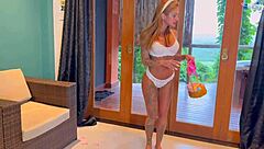 sexy brazilian redhead kevlyn santos jumping on big cock for easter creampie