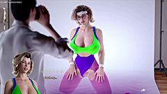 Busty stepmom gives first deepthroat as reward in game