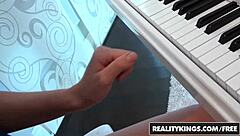 Ruby steele experiences overwhelming pleasure giving street blowjob to tyler steel while rubbing herself intensely.