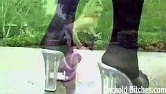 The big black man roughly treats my pussy in femdom humiliation