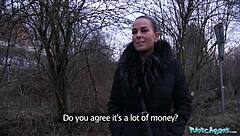 Public agent Alicia Wild exposes her breasts and has sex with her boss for money
