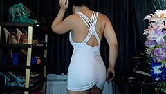 A young brunette woman squirts a lot in this reality video