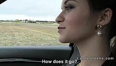 i watch the small tittied teen fuck in the car