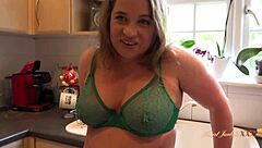POV kitchen sex with busty MILF stepmom Olga in action