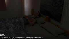 3D animated cartoon with college-age characters in sexual situations