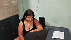 Chubby Colombian teen gets horny with stepfather's huge cock pov