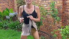 Skinny Small 18+ Girl Pissing and Twerking Tiny Ass Outdoors