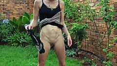 Skinny Small 18+ Girl Pissing and Twerking Tiny Ass Outdoors