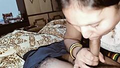 Passionate blowjob deeply sucking the dick.