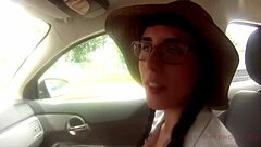 they have public sex with creampie at the park, flashing and bent over