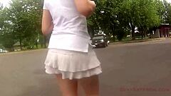 they have public sex with creampie at the park, flashing and bent over