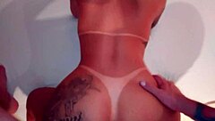 baixinha with big ass gets spanked and creampied by monster cock