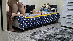 Curvy Stepdaughter Caught in Rough Bedroom Action with Stepdad