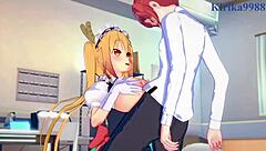 Sensual Tohru and Kobayashi's intense futanari hentai experience