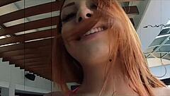 Natural Brunette Ariella Ferraz Rides Ass and Swallows Cum