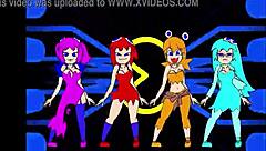 pacman ghost girls dance through three phases in anime style