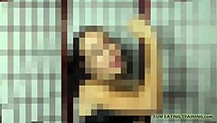 Cei's solo pleasure with cock play and cum swallowing